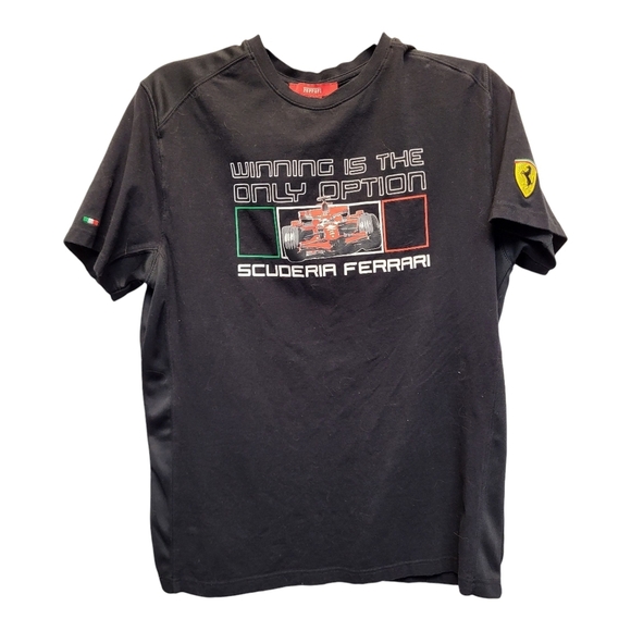Official Ferrari 'Winning is the Only Option' Black Graphic T-Shirt - Size M - Picture 1 of 8